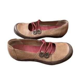 Clarks Artisan Brown Leather Flats Bungee Strap Shoes Size 10